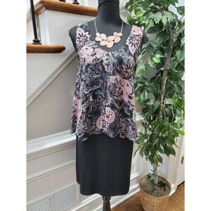 Maria Gabrielle Women Multicolor Polyester V-Neck Sleeveless Knee Length Dress M